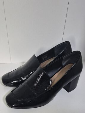 Alfani Black Patent Block Heel Loafers - Women